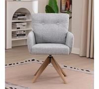 Cotswold Swivel Dining Armchair - Set of 2 - Grey - Fabric and Wood