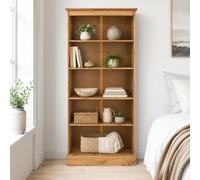 Cotswold Tall Bookcase Antique Wax Solid Top, Adjustable Shelves Classic Country