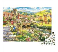 Cotswold Village Jigsaw Puzzles 1000 Pieces Recycled Material River Stream Adult Jigsaws Developing Boy & Girl‘s Intelligence Parent Child Game Activity 52x38cm/1000pcs