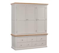 Cotswold Wardrobe - 3 Door - 5 Drawer - Oak and Painted