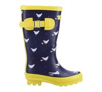 Cotswold Womens/Ladies Farmyard Chicken Mid Calf Wellington Boots - Navy/Yellow - 5 UK - Navy/Yellow