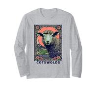 Cotswolds England UK Sheep Vintage Design Women Gardener's Long Sleeve T-Shirt
