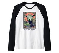 Cotswolds England UK Sheep Vintage Design Women Gardener's Raglan Baseball Tee
