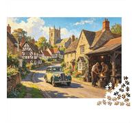 Cotswolds Village Puzzle for Adults 1000Pc Recyclable Cozy Countryside Senior Puzzles Impossible Hard Difficult Challenging Relieve Senile Dementia Activity 70x50cm/1000pcs