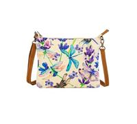 COTT N CURLS Dragonflies Serenade Sling Crossbody Bag for Women - 32.5x10 Dragonfly Purse for Women, Watercolor Floral Printed Canvas, Leather Strap, Birthday Gift for Mother, Sister, Aunt, Grandma