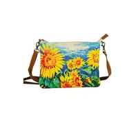 COTT N CURLS Gogh Sunflowers Crossbody Bag for Women - 32.5x10 Flower Purses for Women, Watercolor Floral Printed Canvas and Leather, Casual Summer Purse, Summer Handbags, Cute Gifts for Mom, Sister