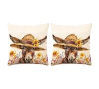 COTT N CURLS Set of 2 Farmhouse Pillow Covers in Donkey - Standard Size 20x20 Cottage Core Pillowcases with Animal Print, Funny Cushion Cases with Polyester Filling, Rustic Cabin Pillows