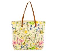 COTT N CURLS Wildflowers Floral Tote Bag for Women - 26x20 Flower Purses for Women, Watercolor Printed Canvas and Leather, Casual Summer Purse, Summer Handbags, Cute Gifts for Mom, Sister, Friend