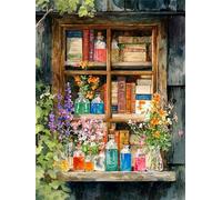 Cottage Bookshelf 1200 Piece Jigsaw Puzzles for Adults, Colourful, Challenging & Brainteasing Adult puzzles 1200 Pieces Flowers, Fun jigsaws for The Whole Family 30x20 inch