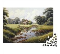 Cottage by The River 1000 Piece Jigsaw Puzzle for Adults, 38x26cm/1000pcs, Relaxing Screen-Free Hobby, Relaxing Indoor Time And Time at Home