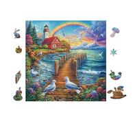Cottage by The Sea 100 Piece Pack DIY Jigsaw Puzzle Collectors Cognitive Development Educational Decorative Puzzle Gifts for Adults Rigid Cardboard 28x28cm