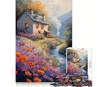 Cottage by The Stream 1000 Pieces Puzzles for Teenagers Stress Free, Accurate Edge, Happy Challenge, Game Night (38x26cm)