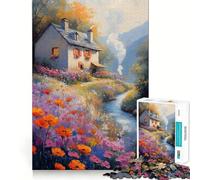 Cottage by The Stream 1000 Pieces Puzzles for Teenagers Stress Free, Accurate Edge, Happy Challenge, Game Night (38x26cm)