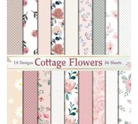 Cottage Chic Flowers Scrapbook Paper Craft Pad: 18 Floral & Polka Dots Pattern Designs, 36 Double-Side Sheets Printed on 8.5"x8.5" Size Scrapbooking ... Gifts Wrapping, Collage, Album Etc.