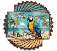 Cottage Core Decals - Parrot On Tropical Beach: Someday Be Happy Removable Decal Door Easy Peel for Science(6X9CM)