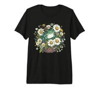 Cottage Core Frog in a Basket with Daisies Premium T-Shirt