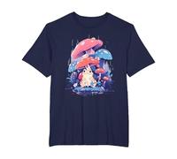 Cottage-core Frogs, Mushroom Umbrella Cute Frog T-Shirt, Men's Big and Tall, Navy Blue, 4X Tall
