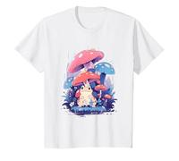 Cottage-core Frogs, Mushroom Umbrella Cute Frog T-Shirt, Youth, White, Medium