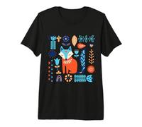 Cottage Core Nordic Fox and Flower Print Premium T-Shirt