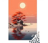 Cottage Core Sunset 1000-Piece Jigsaw Puzzle for Adults, 52x38cm/1000pcs, January Puzzle Activity, Winter Downtime And January Evenings