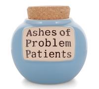 Cottage Creek Piggy Bank, Ashes of Problem Patients Money Jar, Round Ceramic Funny Coin Bank, Candy Jar with Removable Cork Lid, Doctor Gifts, Nurse Gifts [Light Blue]