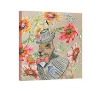 Cottage Floral Hare Canvas Print Claire Louise Multi W16 inch x H16 inch