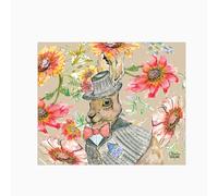 Cottage Floral Hare Glass Kitchen Splashback Claire Louise Multi 700mm x 750mm