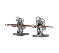 Cottage Garden Antique Silver Kneeling Knight 4.75 inch Resin Wand Stand 2 Piece Set