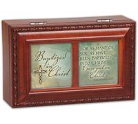 Cottage Garden Baptised In Christ Woodgrain Petite Music Box / Jewellery Box Plays Amazing Grace