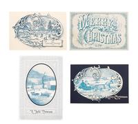 Cottage Garden Collection of 4 Unique Christmas Greeting Post Cards 5.5 x 7.5 Paper Classic Holiday Collection Set of 24