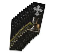 Cottage Garden Communion Bookmark with Silver Metal Cross - Pack of 12 Scripture Bookmark 2.5 x 7 Inch Christian Gift with Personalizable Back