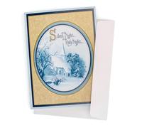 Cottage Garden Currier & Ives Silent Night Chapel Vintage Winter Scene 5.5 x 7.5 Paper Set of 12 Stationary Christmas Greeting Cards