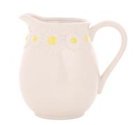 Cottage Garden - Daisy Milk Jug - White Glazed Ceramic Handeled Pitcher - for Cold Homemade Drinks, Juice, Iced Tea, Lemonade, Cocktails or Flowers Gifting & Home Decor - H: 17 x W: 19.