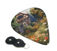 Cottage Garden Guitar Picks 6 Pcs, 0.46mm Thickness Celluloid Plectrum with Leather Picks Holder, Personalized Guitar Pick for Bass Electric Acoustic Guitars Lovers Gift
