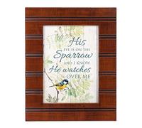 Cottage Garden His Eye is on the Sparrow Wood Finish 8 x 10 Framed Wall Art Plaque
