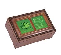 Cottage Garden Irish Luck Woodgrain Rope Trim Petite Music Box Plays Irish Eyes