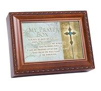 Cottage Garden My Prayer Box Cares to The Lord Wood Finish Jewelry Music Box Plays We Have a Friend in Jesus