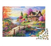 Cottage Garden Scene 1000 Piece S Classic Jigsaw Puzzle for Adults Kids Hard Impossible Game Decompression Wall Decor 70x50cm/1000pcs