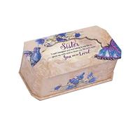 Cottage Garden Sister You are Loved Butterfly and Bird Glitter Musical Box Plays Tune Light Up My Life