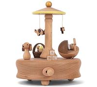 Cottage Garden Sleeping Baby Woodgrain 6 inch Beech Wind-Up Musical Figurine