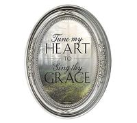 Cottage Garden Tune My Heart Grace Brushed Silver Wavy 5 x 7 Oval Table and Wall Photo Frame