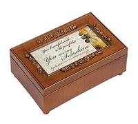 Cottage Garden You Are My Sunshine Rich Walnut Finish Jewelry Music Box - Plays Song You are my Sunshine