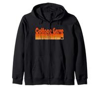Cottage Grove, Oregon Retro 80s Style Zip Hoodie