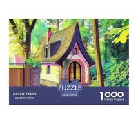 Cottage in Forest Jigsaw Puzzles Puzzle for Adults Kids. 1000 Pieces Pink Pathway Whimsical Challenge Toy Educational Games Home Decoration for Educational Games Gifts 70x50cm/1000pcs