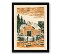 Cottage in the Clearing Rustic Framed Wall Art Print A1 (84.1×59.4cm) Black, Wall Decor for Living Room, Bedroom, Office & Home, Ready to Hang, Art Gift