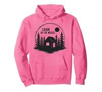 Cottage in the Forest Rustic Nature Retreat Pullover Hoodie, Adult Unisex, Bright Pink, Large