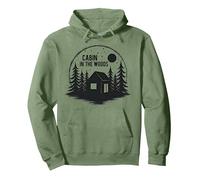 Cottage in the Forest Rustic Nature Retreat Pullover Hoodie, Adult Unisex, Sage Green, Medium