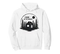 Cottage in the Forest Rustic Nature Retreat Pullover Hoodie, Adult Unisex, White, Medium