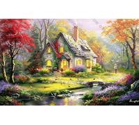 Cottage in The Woods with A Stream Running Through It Wooden Puzzle Art Fun Challenging Educational Home Decor Gift for Men Women_1000pcs