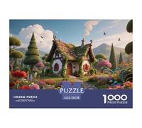 Cottage Jigsaw Puzzles Puzzle for Adults Kids. 1000 Piece Enchanted Garden Whimsical Challenge Toy Educational Games Home Decoration for Educational Games Gifts 52x38cm/1000pcs